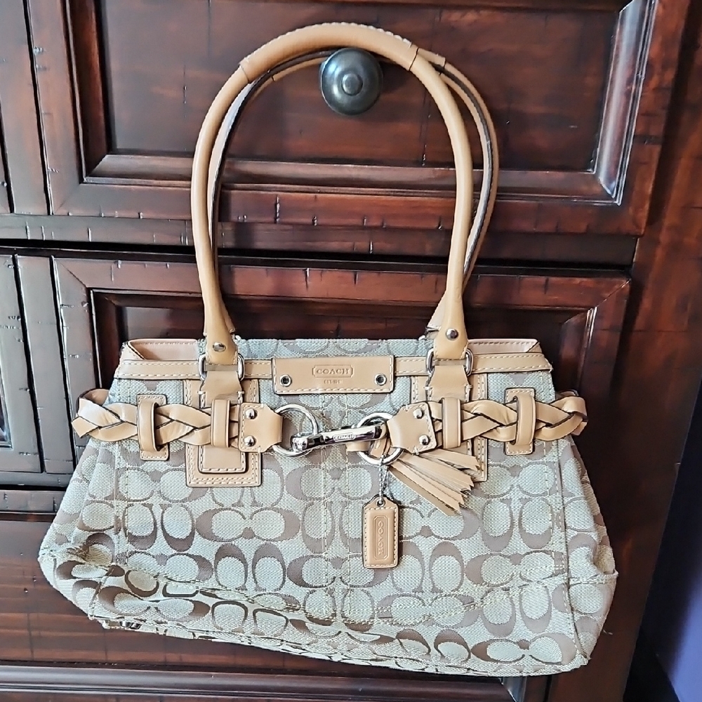 Coach Beige Signature Shoulder Bag